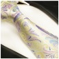 Preview: Krawatte gelb pink floral Seidenkrawatte - Seide - Krawatte mit Einstecktuch