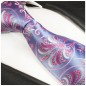 Preview: Krawatte blau pink floral Seidenkrawatte - Seide - Krawatte mit Einstecktuch und Manschettenknöpfe