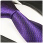 Preview: Krawatte lila uni Seidenkrawatte - Seide - Krawatte mit Einstecktuch und Manschettenknöpfe