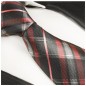 Preview: Krawatte schwarz pink Schottenmuster Seidenkrawatte - Seide - Krawatte mit Einstecktuch und Manschettenknöpfe