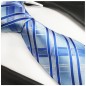 Preview: Krawatte blau Schottenmuster Seidenkrawatte - Seide - Krawatte mit Einstecktuch und Manschettenknöpfe