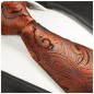 Preview: Krawatte orange paisley Seidenkrawatte - Seide - Krawatte mit Einstecktuch und Manschettenknöpfe