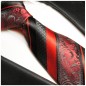 Preview: Krawatte rot barock gestreift Seidenkrawatte - Seide - Krawatte mit Einstecktuch und Manschettenknöpfe