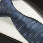 Preview: Krawatte blau gepunktet Seidenkrawatte - Seide - Krawatte mit Einstecktuch und Manschettenknöpfe