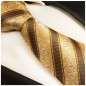 Preview: Krawatte braun gold gestreift Seidenkrawatte - Seide - Krawatte mit Einstecktuch und Manschettenknöpfe