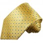 Preview: Krawatte gelb gepunktet Seidenkrawatte - Seide - Krawatte mit Einstecktuch und Manschettenknöpfe