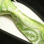 Preview: Krawatte grün paisley Seidenkrawatte - Seide - Krawatte mit Einstecktuch und Manschettenknöpfe