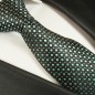 Preview: Krawatte grün gepunktet Seidenkrawatte - Seide - Krawatte mit Einstecktuch und Manschettenknöpfe