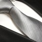 Preview: Krawatte silber grau uni Seidenkrawatte - Seide - Krawatte mit Einstecktuch und Manschettenknöpfe