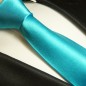 Preview: Krawatte türkis uni Seidenkrawatte - Seide - Krawatte mit Einstecktuch und Manschettenknöpfe