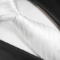 Preview: Krawatte weiß uni gestreift Seide