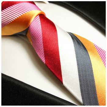 Bunt gestreifte Krawatte 100% Seidenkrawatte ( XL 165cm ) 242