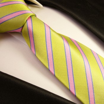 Krawatte grün pink 100% Seide gestreift 376