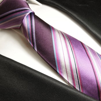 Lila violette extra lange XL Krawatte 100% Seidenkrawatte by Paul Malone 251