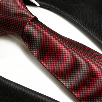 Krawatte weinrot gepunktet Seidenkrawatte - Seide - Krawatte mit Einstecktuch und Manschettenknöpfe