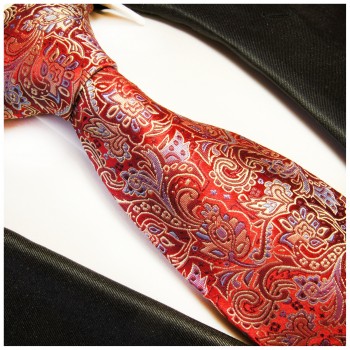 Paul Malone XL Krawatte 165cm rot paisley Seidenkrawatte 350