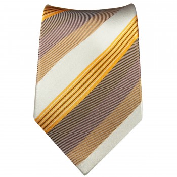 Extra lange Krawatte 165cm - Krawatte Überlänge - gold grau gestreift
