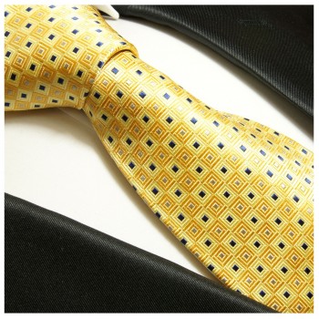 Gold gelbe extra lange XL Krawatte 100% Seidenkrawatte by Paul Malone 689