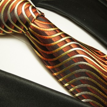Braune Krawatte 100% Seidenkrawatte ( extra lang 165cm ) 751
