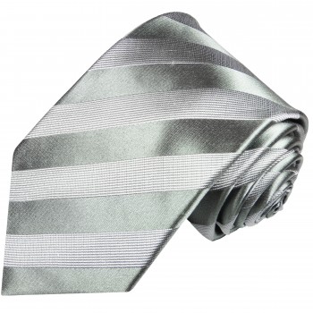 Extra lange Krawatte 165cm - Krawatte Überlänge - silber gestreift