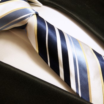 Blaues XL Krawatten Set 3tlg. (extra lange 165cm) 100% Seide + Einstecktuch + Manschettenknöpfe 924