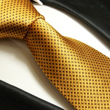 Gold braune Krawatte 100% Seidenkrawatte ( extra lang 165cm ) 949