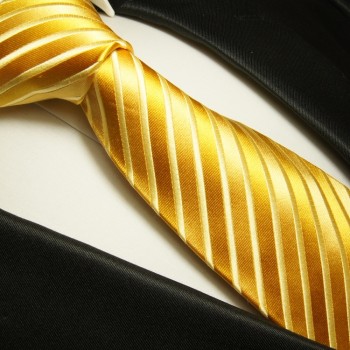 Goldene extra lange XL Krawatte 100% Seidenkrawatte by Paul Malone 953