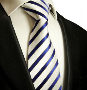 Extra lange Krawatte 165cm - Krawatte Überlänge - blau gestreift