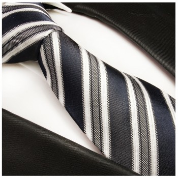 Krawatte dunkelblau 100% Seide gestreift 437