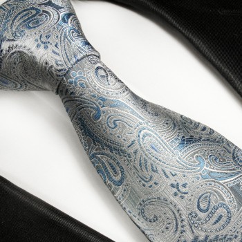 Krawatte blau grau paisley brokat 2000