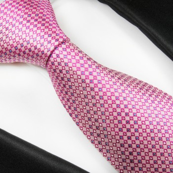 Krawatte pink 100% Seide kariert 2111