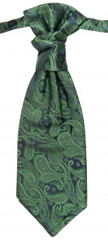 Cravat blue green paisley | pre-tied wedding ascot tie PLv14