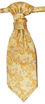Cravat gold orange paisley | pre-tied wedding ascot tie PLv16