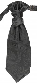 Cravat black paisley | pre-tied wedding ascot tie PLv2