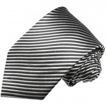 Paul Malone tie silver black necktie striped v7