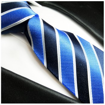 Krawatte dunkelblau 100% Seide gestreift 454
