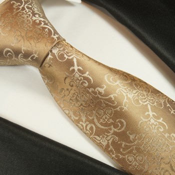Krawatte gold barock Seidenkrawatte - Seide - Krawatte mit Einstecktuch und Manschettenknöpfe
