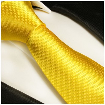 Paul Malone XL Krawatte 165cm gelbe uni Seidenkrawatte 987