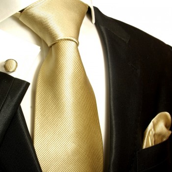 Tan necktie set 100% silk tie + handkerchief + cufflinks 804
