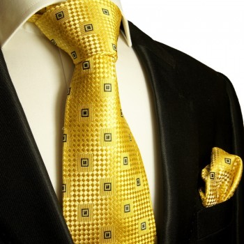 Silk Necktie Set 2pcs. Tie + Handkerchief gold 461