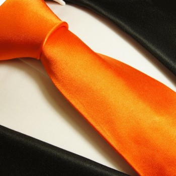Krawatte orange 100% Seide uni satin 945