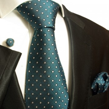Petrol necktie set 3pcs + handkerchief + cufflinks 628