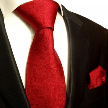 Rote paisley Krawatten Set 2tlg Seidenkrawatte + Einstecktuch 541