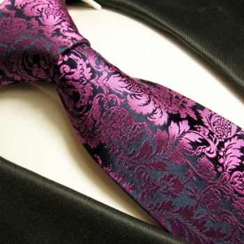 Krawatte pink blau 100% Seide floral 688