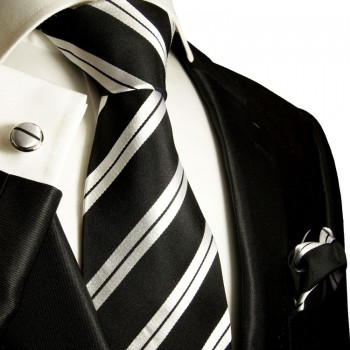 Black necktie set 100% silk tie + handkerchief + cufflinks 279