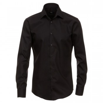 Venti Hemd schwarz Modern Fit | Langarm Herren Hemd | extra langer Arm 72cm HL80