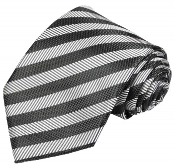 Krawatte schwarz silber grau gestreift v10