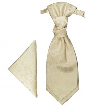 Champagne cravat | Ascot tie and pocket square | Wedding plastron PH18