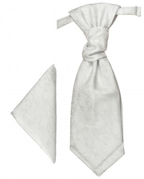 Silver white cravat | Ascot tie and pocket square | Wedding plastron PH20
