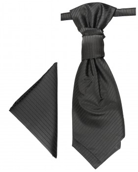 Schwarzes Plastron mit Einstecktuch | Hochzeitskrawatte | Ascot Hochzeit Krawatte